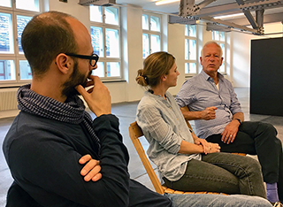 José Vazquez, Monika Strasser, Andreas Lüthi beim Künstlergespräch